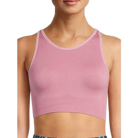 Avia Women’s pink Medium Support Seamless High Neck Strappy full Back Sports Bra - Picture 1 of 5
